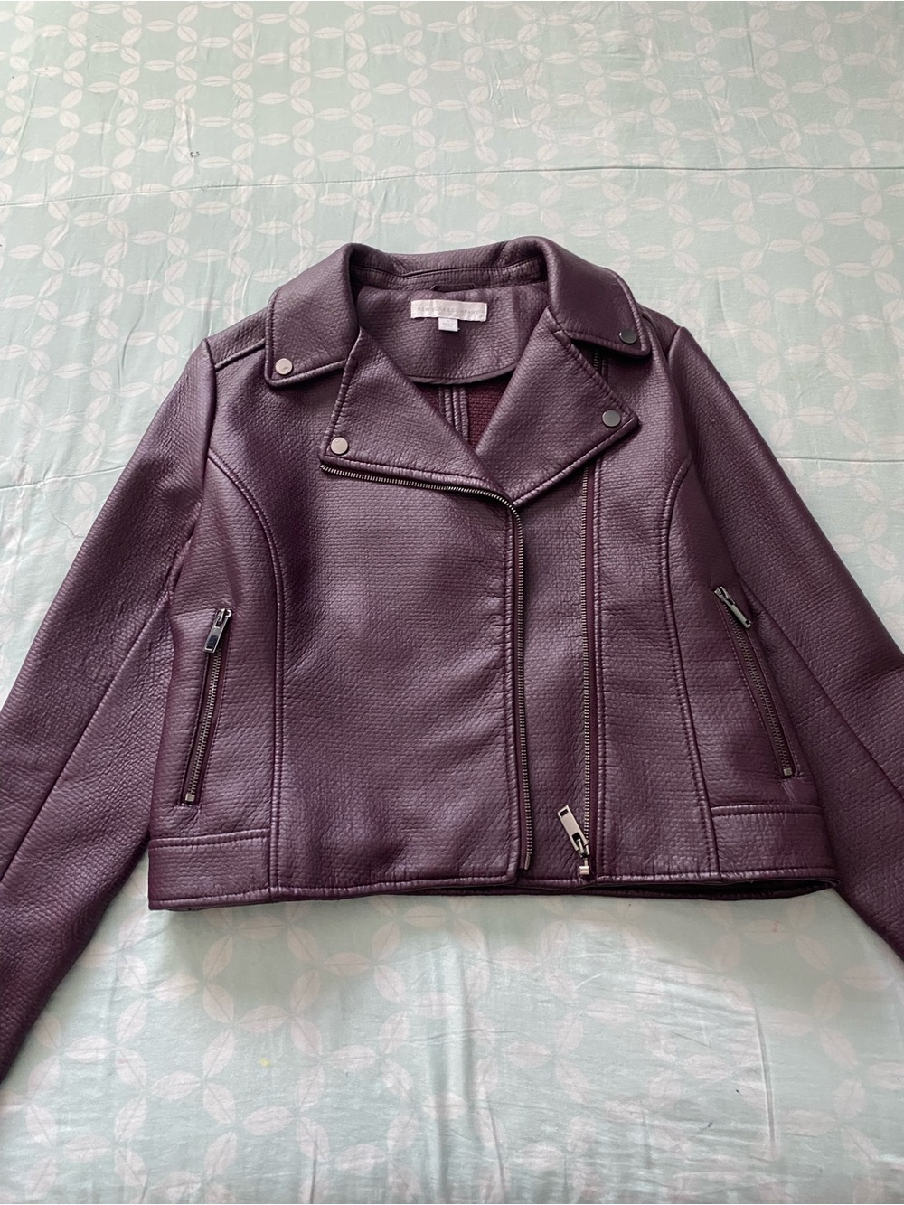 New York & Company Plum Leather Moto Jacket